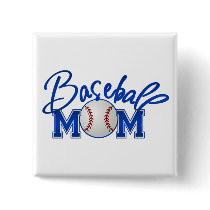Baseball MOM blue Pinback Button