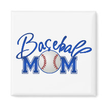 Baseball MOM blue Magnets