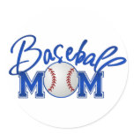 Baseball MOM blue Round Stickers