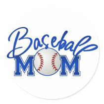 Baseball MOM blue Round Stickers