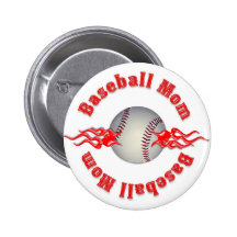 Baseball Mom Pinback Buttons