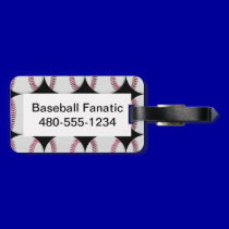 Baseball Pattern on Black Luggage Tag luggage tags