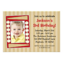 Baseball Photo Birthday Party Red invitations