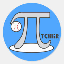 Baseball Pi-tcher - Funny Pi Round Sticker