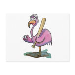 Baseball Pink Flamingo Whimsical Watercolor