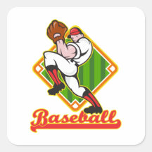 Baseball Pitcher Player Pitching Diamond Square Sticker