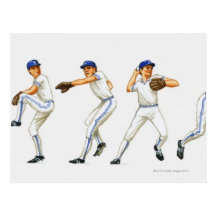 Baseball pitching technique, multiple image post cards