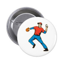 Baseball Player Pitcher Throwing Ball Button