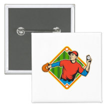 Baseball Player Pitcher Throwing Ball Buttons