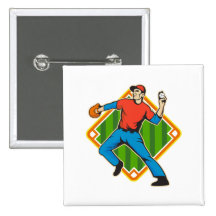 Baseball Player Pitcher Throwing Ball Pins