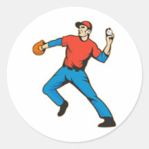 Baseball Player Pitcher Throwing Ball Sticker