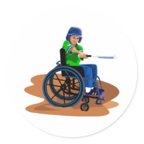 Baseball Player Round Stickers