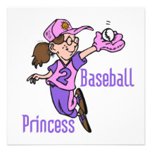 Baseball Princess T shirts and Gifts Custom Invites