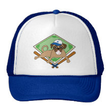Baseball Pug (blue) - add your team name! Hats