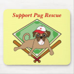 Baseball Pug Mousepad (red) Customizable