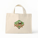 Baseball Pug Tote Bag - Light Blue Hat - COOL!