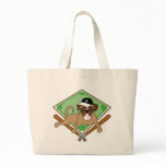 Baseball Pug Tote - black & white - personalize Tote Bag