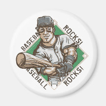 Baseball Rocks Batter Magnet