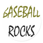 Baseball Rocks Round Sticker