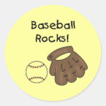 Baseball Rocks T-shirts and Gifts Round Stickers