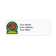 baseball sign mitt icon custom return address label