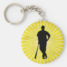 Baseball Silhouette; yellow Keychains