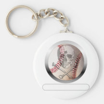 Baseball Skull and Crossbones Key Chain
