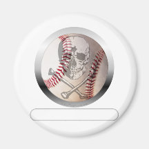 Baseball Skull and Crossbones Magnets