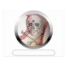 Baseball Skull and Crossbones Postcard