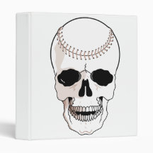 baseball skull head 3 ring binders