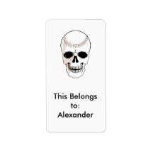 baseball skull head custom address label