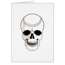 baseball skull head greeting cards