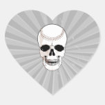 baseball skull head heart sticker