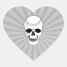 baseball skull head heart sticker