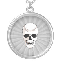 baseball skull head necklace