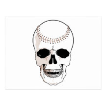 baseball skull head post cards