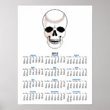 baseball skull head poster