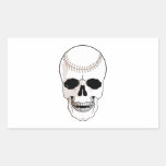 baseball skull head rectangle stickers