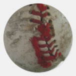 Baseball Torn Round Stickers