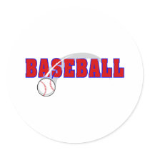 Baseball Word & Ball Logo Round Stickers