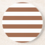 Basic Brown and White Stripes Pattern Coaster
