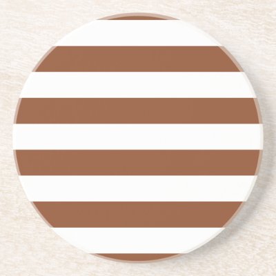 Basic Brown and White Stripes Pattern Coaster by AbbyCastro