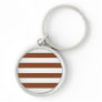 Basic Brown and White Stripes Pattern Keychain