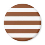 Basic Brown and White Stripes Pattern Fridge Magnet