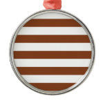 Basic Brown and White Stripes Pattern Christmas Tree Ornament