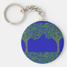 Basic Button Keychain with Tree and Sky Design