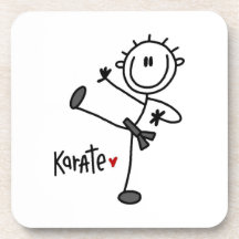 Basic Male Stick Figure Karate T-shirts and Gifts Drink Coaster