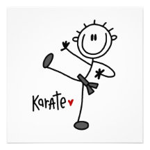 Basic Male Stick Figure Karate T-shirts and Gifts Custom Invitation