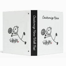 Basic Male Stick Figure Volleyball 3 Ring Binder