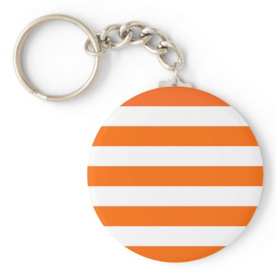 Basic Orange and White Stripes Pattern Key Chain by AbbyCastro